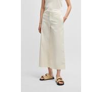 Culotte BOSS ORANGE "Tahiana Premium Damenmode", Damen, Gr. 42, N-Gr, weiß (open weiß 118), Web, Obermaterial: 98% Baumwolle, 2% Elasthan, unifarben, weit knöchellang, Hosen Culotte, in weiter Beinfor