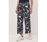 Culotte CECIL, Damen, Gr. M, Länge 26, blau (urban dunkelblau), Web, Obermaterial: 100% Baumwolle; Gürtel: 100% Baumwolle, bedruckt, loose fit 7/8-Länge, Hosen Culotte, High Waist (83812169-M) urban d