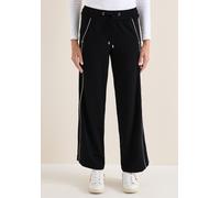 Culotte CECIL, Damen, Gr. M, Länge 30, schwarz, Stoff, 61% Viskose, 32% Polyamid, 7% Elasthan, unifarben mit Farbeinsatz, loose fit knöchellang, Hosen Culotte, mit Tape (91408758-M) schwarz