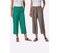 Culotte CLASSIC BASICS, Damen, Gr. 38, Normalgrößen, bunt (dunkelrot, smaragd, gestreift, smaragd), 100% Polyester, ethno, gemustert, 7/8-Länge, Hosen Culotte (93006765-38) dunkelrot, smaragd, gestrei