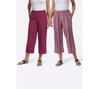 Culotte CLASSIC BASICS, Damen, Gr. 40, Normalgrößen, pink (fuchsia, moos, gestreift, malve), 100% Polyester, ethno, gemustert, 7/8-Länge, Hosen Culotte (58594552-40) fuchsia, moos, gestreift, malve