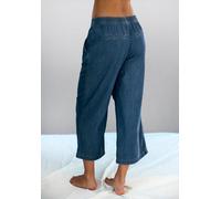 Culotte H.I.S, Damen, Gr. 40/42, N-Gr, jeansblau, Obermaterial: 65% Lyocell, 35% Baumwolle, unifarben, Basic, figurumspielend ca. Mitte Wade, Hosen Culotte, weit geschnitten, in Denim Optik (23368506-