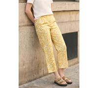 Culotte STREET ONE STUDIO, Damen, Gr. 46, Länge 28, earthy gelb, Stoff, 100% Viskose, geblümt, loose fit knöchelfrei, Hosen Culotte, Middle Waist (76014742-46) earthy gelb