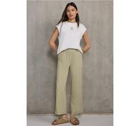Culotte STREET ONE STUDIO, Damen, Gr. 44, Länge 28, grün (arid grün), Stoff, 100% Viskose, unifarben, loose fit knöchelfrei, Hosen Culotte, High Waist (20791732-44) arid grün