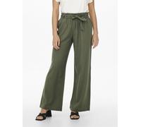 Culotte JDY "JDYSAY MW LINEN BELT PANT WVN NOOS", Damen, Gr. 38 (M), N-Gr, grün (kalamata), Web, Obermaterial: 55% Leinen, 45% Viskose, unifarben, loose fit normal, Hosen Culotte, Sommerhose mit Leine