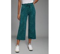 Culotte KANGAROOS, Damen, Gr. 34, N-Gr, petrol alloverprint, Jersey, Obermaterial: 56% Baumwolle, 38% Viskose, 6% Elasthan, bequem wadenlang, Hosen Culotte, weite Jerseyhose, mit Eingrifftaschen, mit