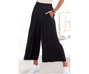 Culotte LASCANA "aus fließender Viskose", Damen, Gr. 44, N-Gr, schwarz, Web, Obermaterial: 100% Viskose, unifarben, figurumspielend 7/8-Länge, Hosen Culotte, mit Taschen weites Bein, luftige Sommerhos