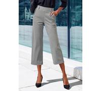 Culotte LASCANA, Damen, Gr. 32/34, N-Gr, blau (schwarz kariert), Obermaterial: 65% Polyester, 31% Viskose, 4% Elasthan, Jacquardmuster, Minimalmuster, Basic, 7/8-Länge, Hosen Culotte, mit Jacquard Str