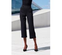 Culotte LASCANA, Damen, Gr. 32/34, N-Gr, blau (schwarz uni), Obermaterial: 68% Polyester, 30% Viskose, 2% Elasthan, Basic, 7/8-Länge, Hosen Culotte, mit Jacquard Strickmuster oder uni schwarz (3344436