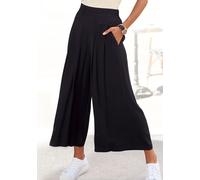 Culotte LASCANA, Damen, Gr. 38, N-Gr, schwarz, Web, Obermaterial: 100% Viskose, unifarben, figurumspielend 7/8-Länge, Hosen Culotte, mit Taschen weites Bein, luftige Viskose, sommerlich, modisch (9600