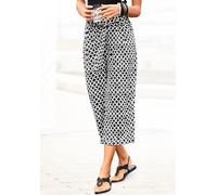 Culotte LASCANA, Damen, Gr. 38, N-Gr, schwarz-weiß (schwarz, sand, bedruckt), Jersey, Obermaterial: 95% Viskose, 5% Elasthan, bedruckt, figurumspielend 7/8-Länge, Hosen Culotte, mit Alloverdruck, 7/8-