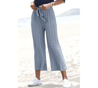 Culotte LASCANA, Damen, Gr. 42, N-Gr, blau (blau bedruckt), Jersey, Obermaterial: 95% Viskose, 5% Elasthan, bedruckt, casual, figurumspielend ca. Mitte Wade, Hosen, und Tupfenprint, leicht und elastis