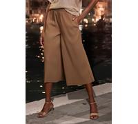 Culotte LASCANA, Damen, Gr. 44/46, N-Gr, braun (taupe), Obermaterial: 95% Polyester, 5% Elasthan, unifarben, Basic, Hosen Culotte, in weiter Form mit Plisseefalten (17059111-44) taupe