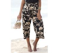 Culotte LASCANA Gr. 44, N-Gr, grau (schwarz, taupe, bedruckt) Damen Hosen Strandhosen mit Blumendruck, Stoffhose, Stretch Bestseller (30750050-44)