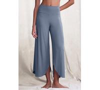 Culotte LASCANA, Damen, Gr. 52/54, N-Gr, blau (jeans), Obermaterial: 93% Polyester, 7% Elasthan, Basic, Hosen Culotte, mit gerundetem Beinsaum in weich fließender Qualität (36785303-52) jeans
