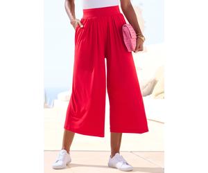 Culotte LASCANA "mit extra weitem Bein aus luftig-leichter Viskose", Damen, Gr. 46, N-Gr, blau (rot), Jersey, Obermaterial: 95% Viskose, 5% Elasthan, unifarben, figurumspielend 7/8-Länge, Hosen Culott