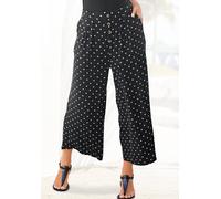 Culotte LASCANA Gr. 38, N-Gr, schwarz-weiß (schwarz, weiß, gepunktet) Damen Hosen Strandhosen mit Punktedruck und Taschen, elatischer Bund, 78-Hose, Jerseyhose Bestseller (11984803-38)