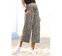 Culotte LASCANA, Damen, Gr. 40, N-Gr, beige (schwarz, sand, bedruckt), Jersey, Obermaterial: 95% Viskose, 5% Elasthan, bedruckt, figurumspielend 7/8-Länge, Hosen, und Alloverdruck, 7/8-Länge, elastisc