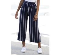 Culotte LASCANA, Damen, Gr. 42, N-Gr, blau (marine, weiß, gestreift), Jersey, Obermaterial: 95% Viskose, 5% Elasthan, gestreift, modisch, figurumspielend 7/8-Länge, Hosen, in Paperbag-Form, luftige Je