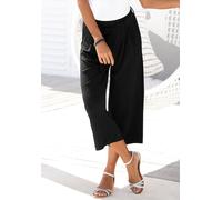 Culotte LASCANA "mit luftig-weitem Bein", Damen, Gr. 42, N-Gr, schwarz, Stoff, Obermaterial: 95% Polyester, 5% Elasthan, weit 7/8-Länge, Hosen Culotte, in 7/8-Länge, leichte Jerseyhose, casual, Sommer