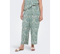 Culotte ONLY CARMAKOMA "CARSHILLA CULOTTE PANT AOP BS", Damen, Gr. 44, N-Gr, grün (abyss aop:tribe), Web, Obermaterial: 100% Polyester, bedruckt, 7/8-Länge, Hosen Culotte, Sommerhose (38679007-44) aby
