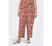 Culotte ONLY CARMAKOMA "CARSHILLA CULOTTE PANT AOP BS", Damen, Gr. 46, N-Gr, rot (hot chocolate aop:tribe), Web, Obermaterial: 100% Polyester, bedruckt, 7/8-Länge, Hosen Culotte, Sommerhose (34985661-