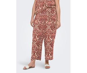Culotte ONLY CARMAKOMA "CARSHILLA CULOTTE PANT AOP BS", Damen, Gr. 46, N-Gr, rot (hot chocolate aop:tribe), Web, Obermaterial: 100% Polyester, bedruckt, 7/8-Länge, Hosen Culotte, Sommerhose (34985661-