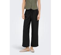 Culotte ONLY "ONLGOA MW LIN BL PULL-UP CULOTTE CC PNT", Damen, Gr. M (38), N-Gr, schwarz, Web, Obermaterial: 70% Viskose, 30% Leinen, unifarben, knöchelfrei, Hosen Culotte, mit Leinen (87399259-M) sch