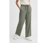 Culotte ONLY "ONLGOA MW LIN BL PULL-UP CULOTTE CC PNT", Damen, Gr. S (36), N-Gr, grün (smokey olive), Web, Obermaterial: 70% Viskose, 30% Leinen, unifarben, knöchelfrei, Hosen Culotte, mit Leinen (136
