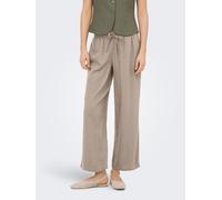 Culotte ONLY "ONLGOA MW LIN BL PULL-UP CULOTTE CC PNT", Damen, Gr. XL, N-Gr, oxford tan, Web, Obermaterial: 70% Viskose, 30% Leinen, unifarben, knöchelfrei, Hosen Culotte, mit Leinen (40532012-XL) oxf