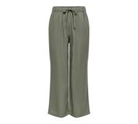 Culotte ONLY "ONLGOA MW LIN BL PULL-UP CULOTTE CC PNT", Damen, Gr. XS, N-Gr, smokey olive, Web, Obermaterial: 70% Viskose, 30% Leinen, unifarben, knöchelfrei, Hosen Culotte, mit Leinen (13699168-XS) s