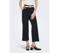 Culotte ONLY "ONLPOPTRASH LIFE MW STRAIGHT CULOTTE PNT", Damen, Gr. XS, N-Gr, schwarz, Milano Rib, Obermaterial: 63% Viskose, 32% Nylon, 5% Elasthan, unifarben, regular fit knöchelfrei, Hosen Culotte,
