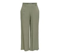 Culotte ONLY "ONLSIESTA HW LIN BL CLEAN CULOT PNT NOOS", Damen, Gr. S, N-Gr, deep lichen grün, Web, Obermaterial: 80% Viskose, 20% Leinen, unifarben, 7/8-Länge, Hosen Culotte, mit Leinen (56016453-S) 