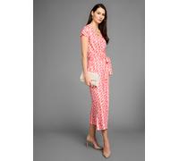 Culotte-Overall HECHTER PARIS, Damen, Gr. 40, N-Gr, rosa, orange, gemustert, Single Jersey, Obermaterial: 95% Viskose, 5% Elasthan, gemustert, figurbetont 7/8-Länge, V-Ausschnitt, angeschnitten, Overa