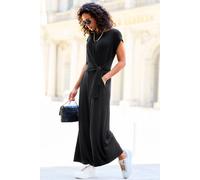 Culotte-Overall LASCANA Gr. 34, N-Gr, schwarz Damen Overalls Strandoveralls mit Knotendetail in der Taille, eleganter Jumpsuit, festlich (91183514-34)