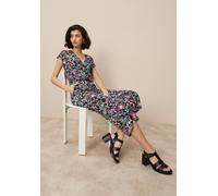 Culotte-Overall TAMARIS, Damen, Gr. 42, N-Gr, schwarz, Single Jersey, Obermaterial: 95% Viskose, 5% Elasthan, geblümt, figurumspielend ca. Mitte Wade, V-Ausschnitt, Overalls, mit Bindegürtel (88531769