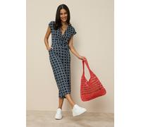 Culotte-Overall TAMARIS "mit lockerem Schnitt, aus fließender Viskose-Qualität", Damen, Gr. 36, N-Gr, navy gemustert, Single Jersey, Obermaterial: 95% Viskose, 5% Elasthan, geblümt, figurumspielend ca