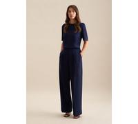 Culotte SEIDENSTICKER "Schwarze Rose", Damen, Gr. 42, Normalgrößen, blau (marineblau), 100% Polyester, unifarben, Hosen Culotte (65320362-42)