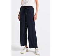 Culotte STREET ONE, Damen, Gr. 32, Länge 28, blau (tiefblau), Stoff, 95% Viskose, 5% Elasthan, unifarben, loose fit knöchelfrei, Hosen Culotte, High Waist (22242107-32) tiefblau