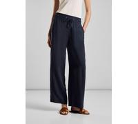 Culotte STREET ONE, Damen, Gr. 34, Länge 30, blau (tiefblau), Stoff, 87% Modal, 13% Polyester, unifarben, loose fit lang, Hosen Culotte, mit Elastikbund (37723244-34) tiefblau
