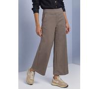 Culotte STREET ONE, Damen, Gr. 36, Länge 26, braun (schwarz coffee (länge 26)), Jersey, Obermaterial: 82% Polyester, 11% Viskose, 7% Elasthan, Jacquardmuster, ausgestellt lang, Hosen Culotte, Stoffhos