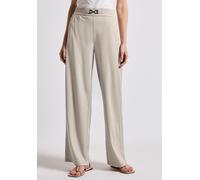 Culotte STREET ONE, Damen, Gr. 38, Länge 30, silkstone weiß, Stoff, 56% Viskose, 34% Polyamid, 10% Elasthan, unifarben, casual, loose fit lang, Hosen, High Waist (77478467-38) silkstone weiß