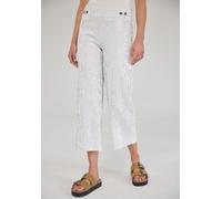 Culotte STREET ONE STUDIO, Damen, Gr. 34, Länge 26, sanftes weiß, Web, Obermaterial: 57% Baumwolle, 42% Polyester, 1% Elasthan, gestreift, loose fit 7/8-Länge, Hosen Culotte, aus Seersucker-Material (