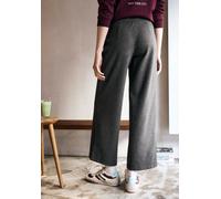 Culotte STREET ONE STUDIO, Damen, Gr. 38, Länge 30, grau (gravel grau meliert), Stoff, 67% Polyester, 28% Viskose, 5% Elasthan, unifarben, comfort fit knöchellang, Hosen Culotte, mit Nadelstreifenmust
