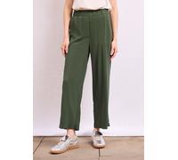 Culotte STREET ONE STUDIO, Damen, Gr. 42, Länge 28, grün (kale grün), Stoff, 100% Viskose, unifarben, loose fit knöchelfrei, Hosen Culotte, High Waist (74656557-42) kale grün