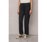 Culotte STREET ONE STUDIO, Damen, Gr. 44, Länge 30, schwarz, Stoff, 79% Polyester, 20% Viskose, 1% Elasthan, unifarben, loose fit lang, Hosen Culotte, Middle Waist (18176063-44) schwarz