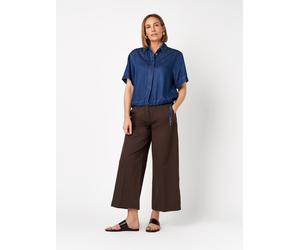 Culotte TONI, Damen, Gr. 36, N-Gr, schwarz braun, Web, Obermaterial: 97% Baumwolle, 3% Elasthan, slim fit wadenlang, Hosen Culotte, mit extra weitem Beinverlauf und Bügelfalte, Stretch (39103046-36) s