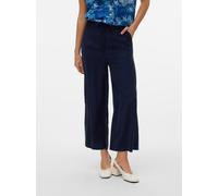Culotte VERO MODA "VMTANYA HW 7/8 WIDE PANTS", Damen, Gr. L (40), Länge 30, blau (navy blazer), Web, Obermaterial: 93% Viskose, 7% Polyester, unifarben, relaxed fit knöchellang, Hosen Culotte, Sommerh