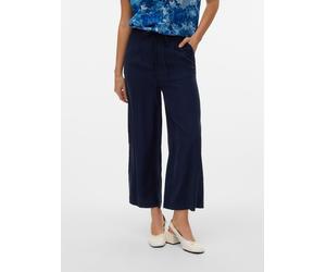 Culotte VERO MODA "VMTANYA HW 7/8 WIDE PANTS", Damen, Gr. M (38), Länge 32, blau (navy blazer), Web, Obermaterial: 93% Viskose, 7% Polyester, unifarben, relaxed fit knöchellang, Hosen Culotte, Sommerh