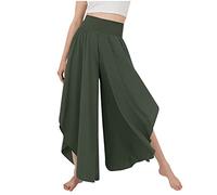 Culottes Hosen Damen Sommer- Palazzo Hose Damen High Waist, Yogahose Damen mit Schlitz Culotte Haremshose Hippie Pilate Yoga Weites Bein Baggy Große Größen Schlaghose Sommerhose